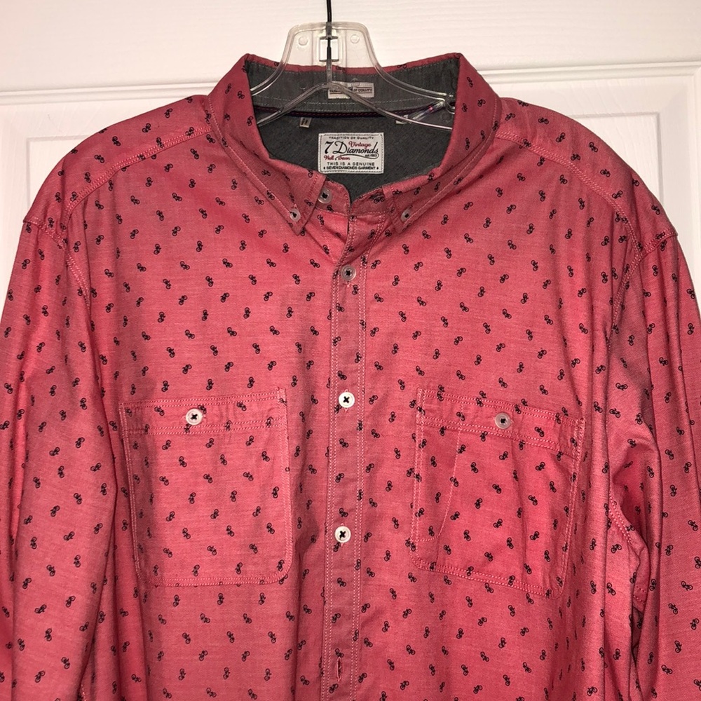 Men’s 7 Diamonds Button Down Shirt XL red bicycle